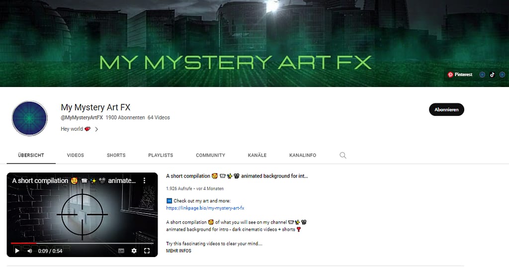 Youtube Channel MyMysteryArtFX