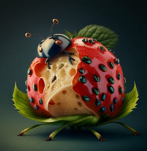 Morphing experiment by AI- Strawberry Bug